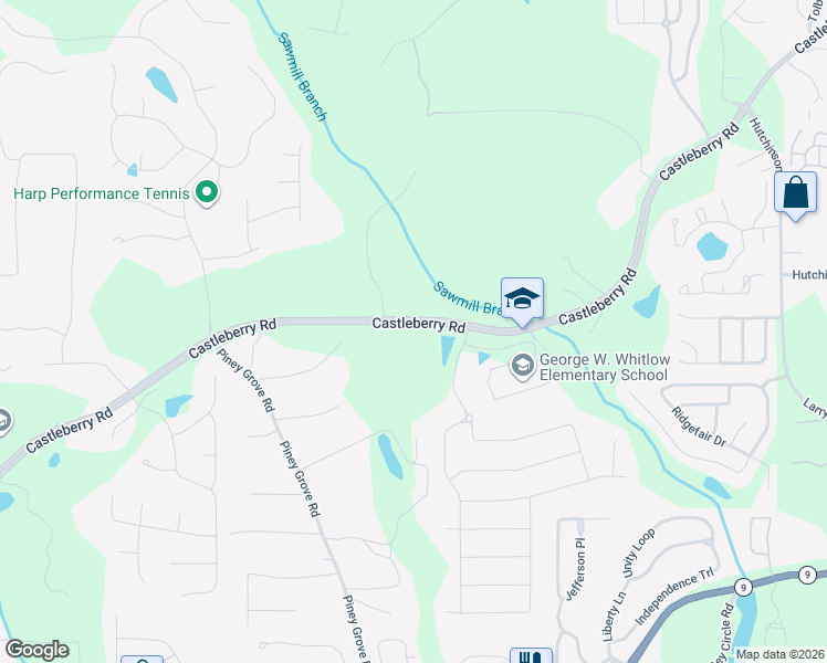 map of restaurants, bars, coffee shops, grocery stores, and more near 3797 Castleberry Road in Cumming