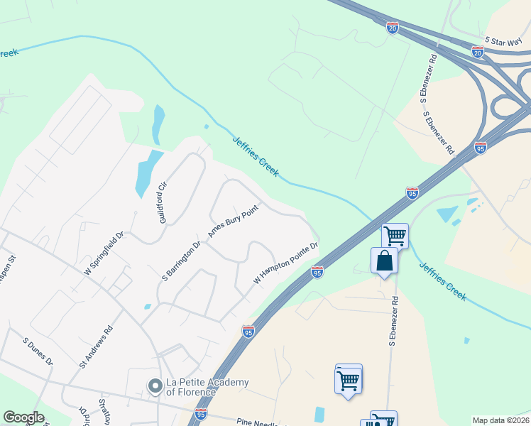 map of restaurants, bars, coffee shops, grocery stores, and more near 3305 W Hampton Pointe Dr in Florence