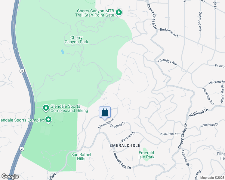 map of restaurants, bars, coffee shops, grocery stores, and more near 1515 Sugar Loaf Drive in La Cañada Flintridge