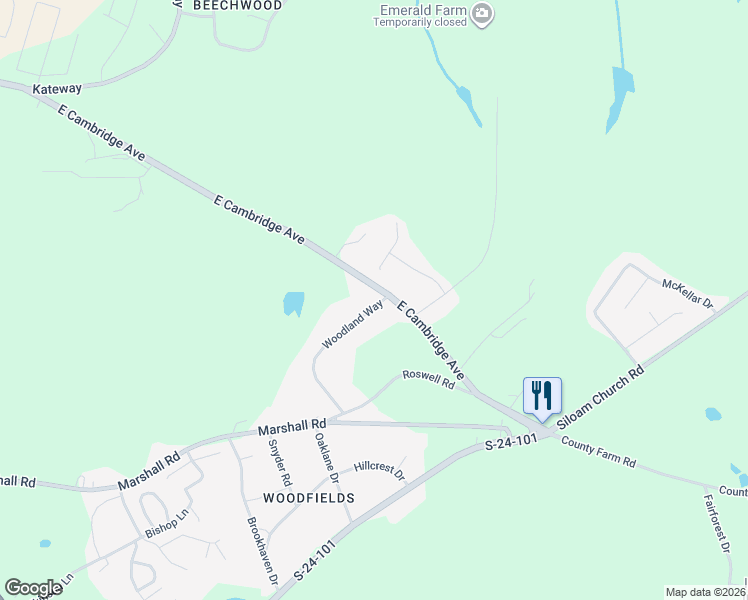 map of restaurants, bars, coffee shops, grocery stores, and more near 2212 East Cambridge Avenue in Greenwood