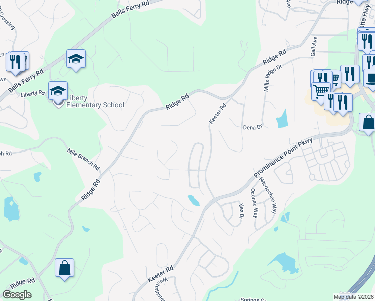 map of restaurants, bars, coffee shops, grocery stores, and more near 240 Winterbury Drive in Canton