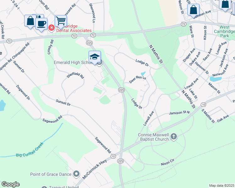map of restaurants, bars, coffee shops, grocery stores, and more near 146 Thornbrook Court in Greenwood
