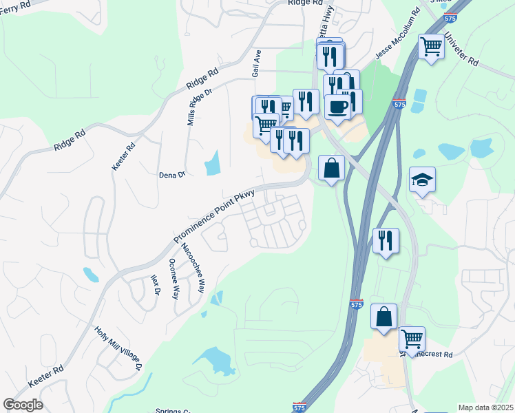 map of restaurants, bars, coffee shops, grocery stores, and more near 200 Arrowhead Lane in Canton