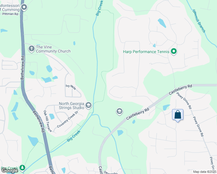 map of restaurants, bars, coffee shops, grocery stores, and more near 4940 Meadow in Cumming