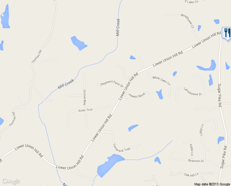 map of restaurants, bars, coffee shops, grocery stores, and more near 1881 Lower Union Hill Road in Canton