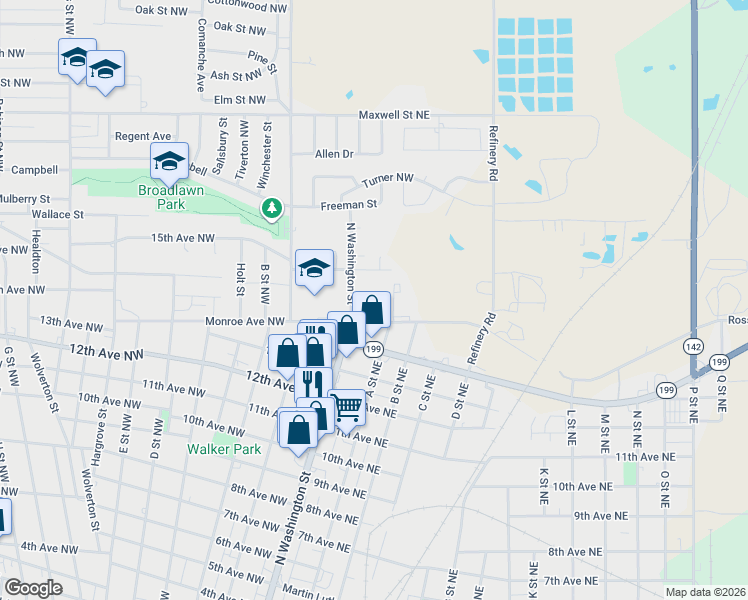 map of restaurants, bars, coffee shops, grocery stores, and more near 16 Hillcrest Avenue Northeast in Ardmore