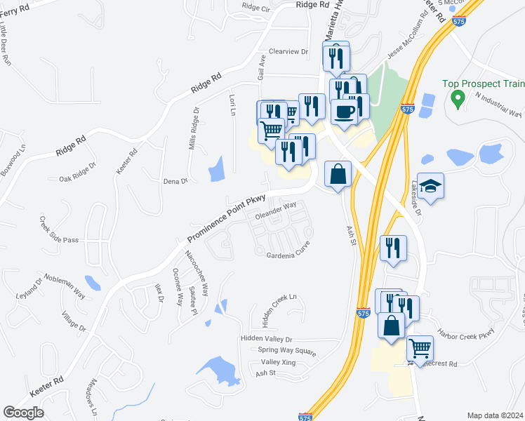map of restaurants, bars, coffee shops, grocery stores, and more near 202 Arrowhead Lane in Canton