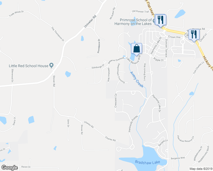 map of restaurants, bars, coffee shops, grocery stores, and more near 322 Hamilton Way in Canton