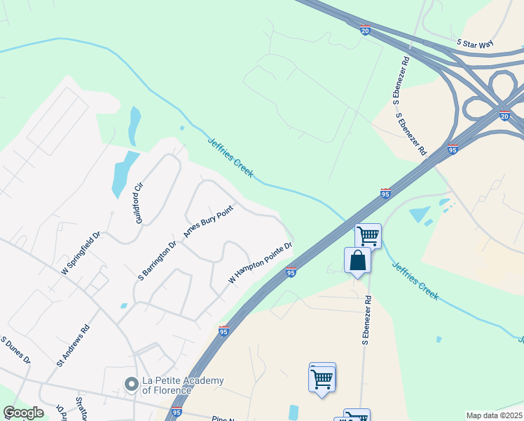 map of restaurants, bars, coffee shops, grocery stores, and more near 3318 West Hampton Pointe Drive in Florence