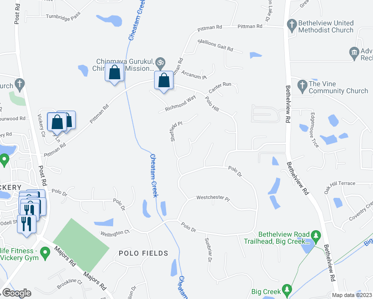 map of restaurants, bars, coffee shops, grocery stores, and more near 7145 Meadow Brook Court in Cumming