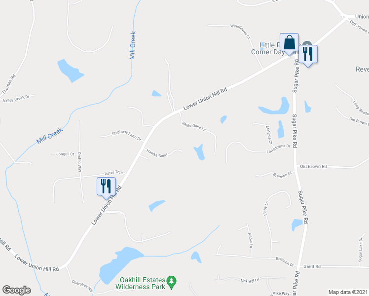 map of restaurants, bars, coffee shops, grocery stores, and more near 109 Hawks Bend in Canton