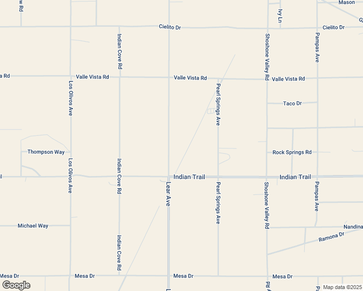 map of restaurants, bars, coffee shops, grocery stores, and more near 3575 Lear Avenue in Twentynine Palms