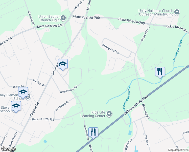 map of restaurants, bars, coffee shops, grocery stores, and more near 608A Owl Lane in Elgin