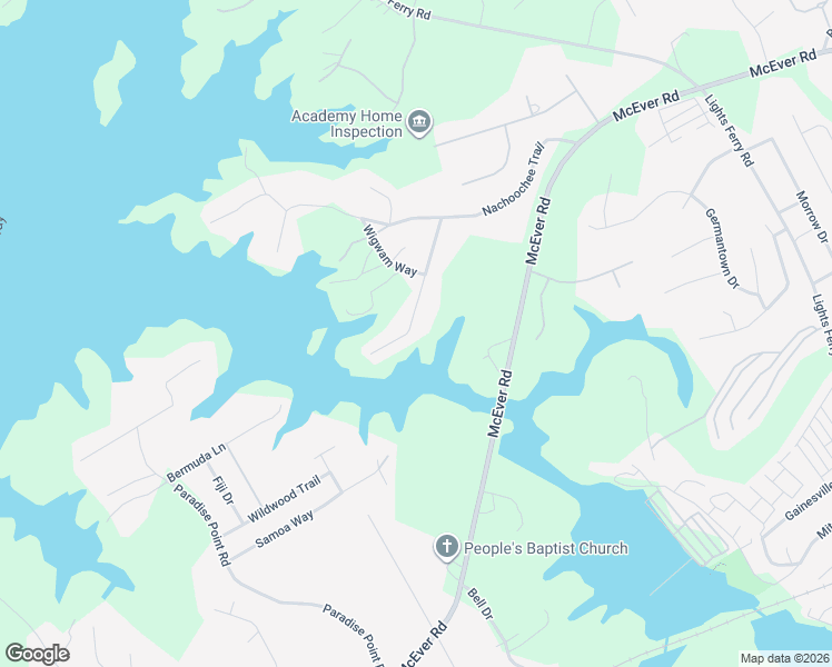 map of restaurants, bars, coffee shops, grocery stores, and more near 5995 Warpath Road in Flowery Branch