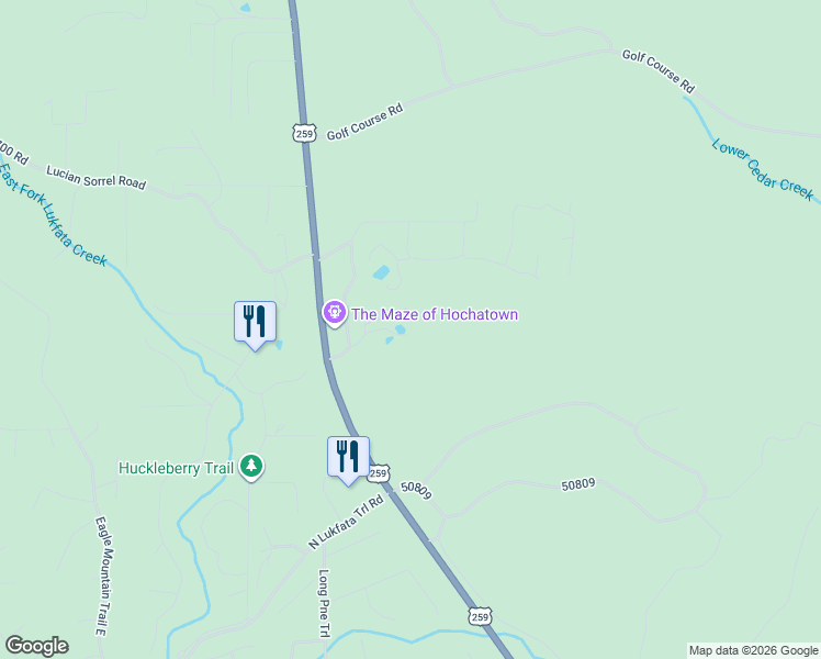 map of restaurants, bars, coffee shops, grocery stores, and more near 24 Sailfish Road in Broken Bow