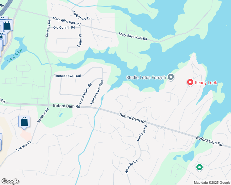 map of restaurants, bars, coffee shops, grocery stores, and more near 1525 Lockridge Drive in Cumming