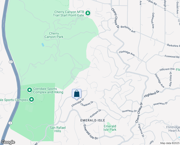map of restaurants, bars, coffee shops, grocery stores, and more near 3932 Starland Drive in La Cañada Flintridge