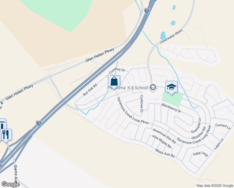 map of restaurants, bars, coffee shops, grocery stores, and more near 18086 Crabapple Court in San Bernardino