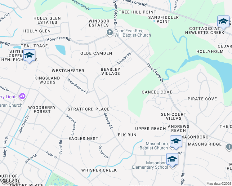 map of restaurants, bars, coffee shops, grocery stores, and more near 1003 Upper Reach Dr in Wilmington