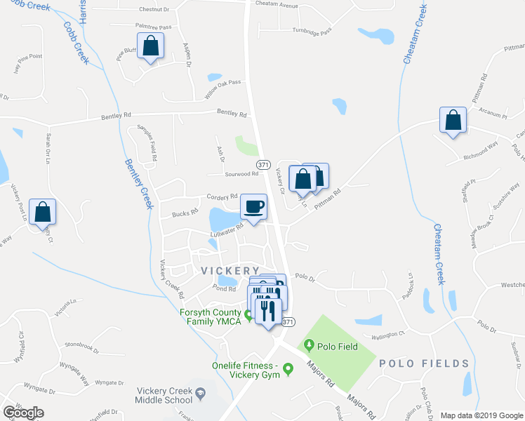 map of restaurants, bars, coffee shops, grocery stores, and more near 7455 Cordery Road in Cumming