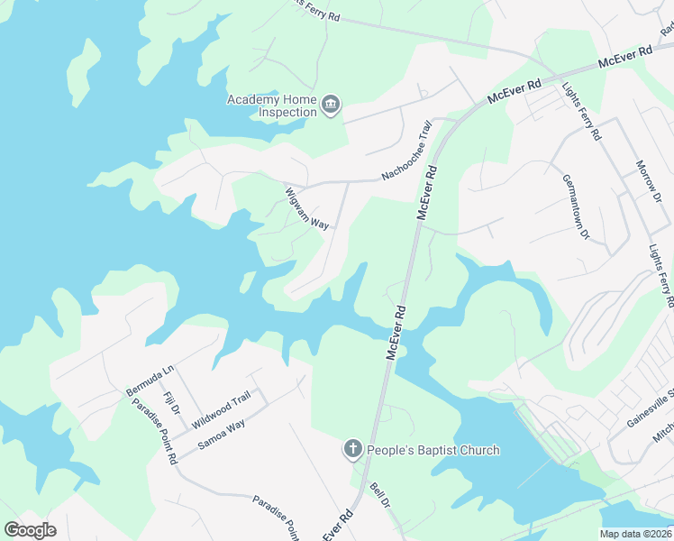 map of restaurants, bars, coffee shops, grocery stores, and more near 5995 Warpath Road in Flowery Branch