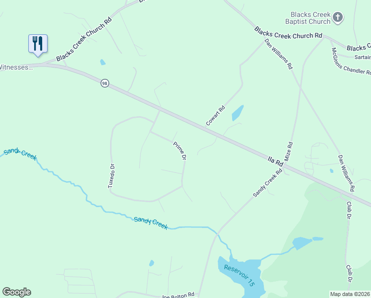 map of restaurants, bars, coffee shops, grocery stores, and more near 221 Prime Drive in Commerce