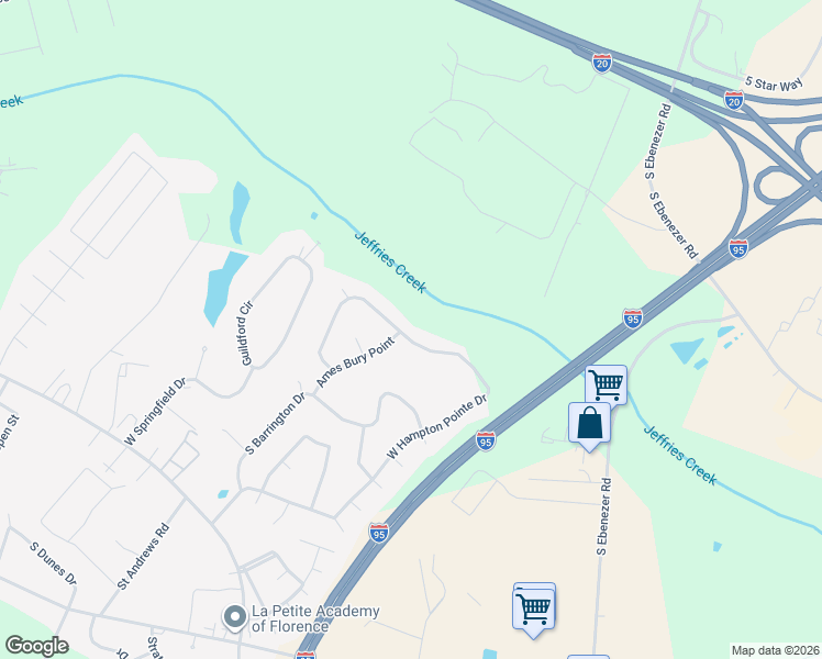 map of restaurants, bars, coffee shops, grocery stores, and more near 3305 West Hampton Pointe Drive in Florence