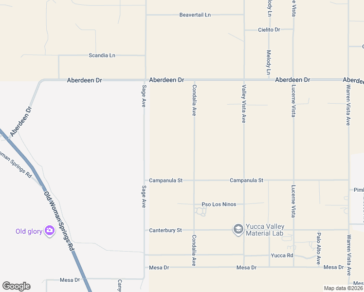 map of restaurants, bars, coffee shops, grocery stores, and more near 3552 Condalia Avenue in Yucca Valley