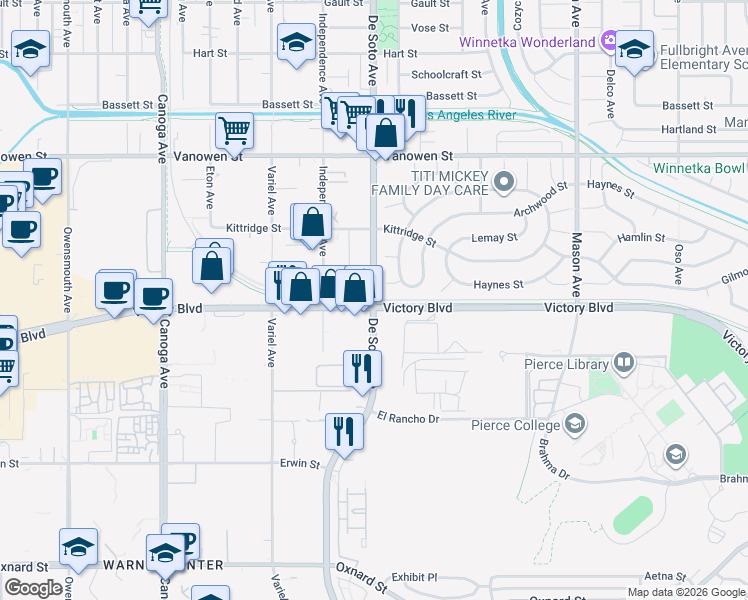 map of restaurants, bars, coffee shops, grocery stores, and more near in Los Angeles