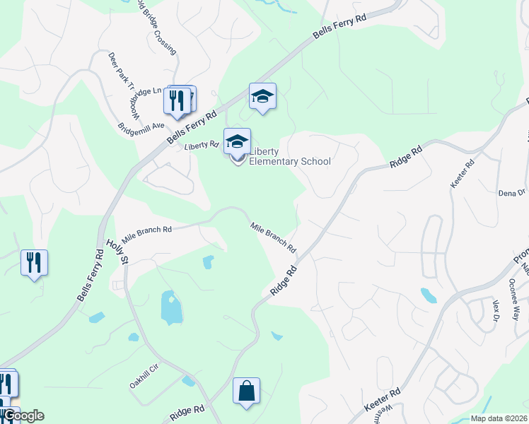map of restaurants, bars, coffee shops, grocery stores, and more near 655 Mile Branch Road in Canton