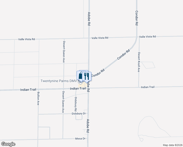 map of restaurants, bars, coffee shops, grocery stores, and more near in Twentynine Palms