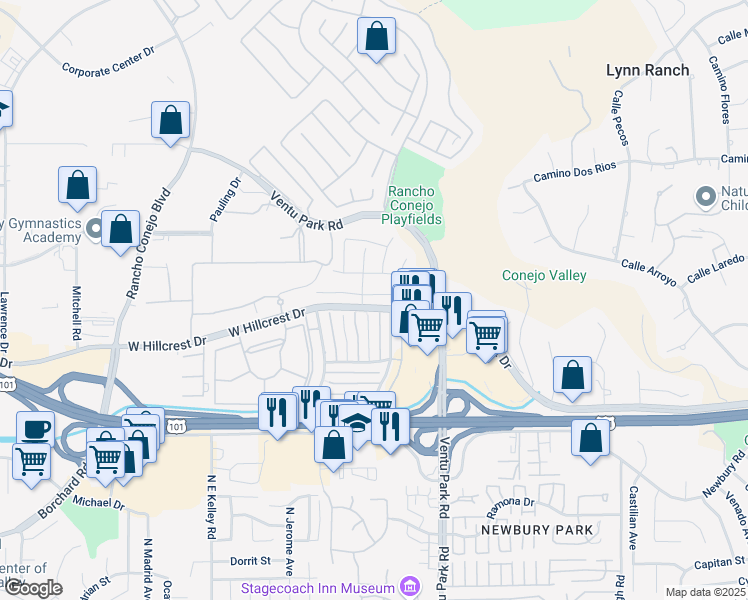 map of restaurants, bars, coffee shops, grocery stores, and more near 669 Paseo Esmeralda in Thousand Oaks