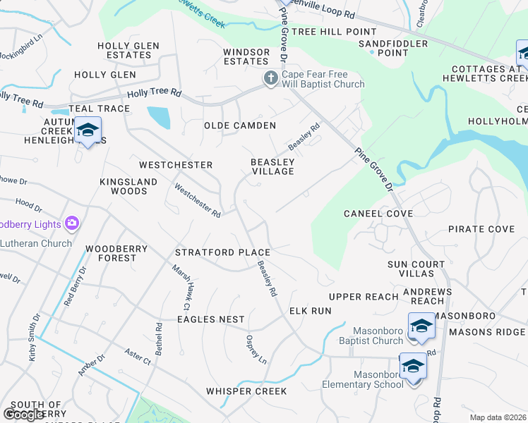 map of restaurants, bars, coffee shops, grocery stores, and more near 108 MacKenzie Drive in Wilmington