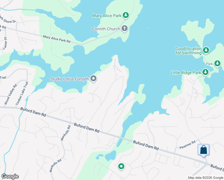 map of restaurants, bars, coffee shops, grocery stores, and more near 2110 Habersham Marina Road in Cumming