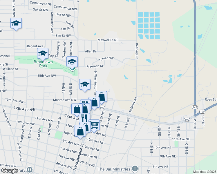 map of restaurants, bars, coffee shops, grocery stores, and more near 115 Monroe Avenue Northeast in Ardmore