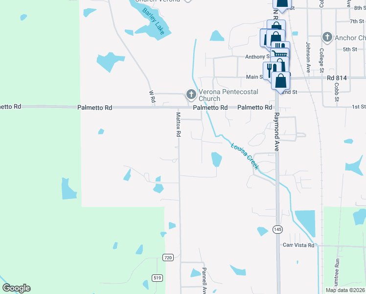 map of restaurants, bars, coffee shops, grocery stores, and more near 18-78 Mattox Rd in Tupelo