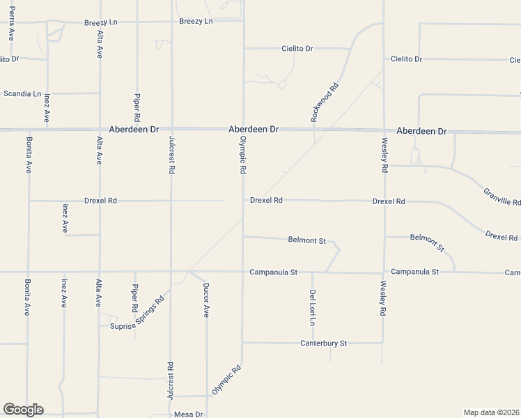 map of restaurants, bars, coffee shops, grocery stores, and more near 3535 Olympic Road in Joshua Tree