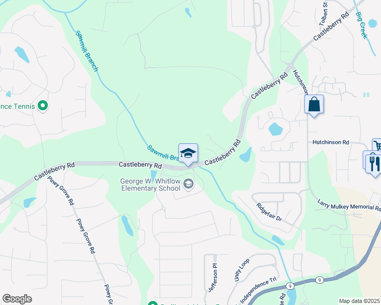 map of restaurants, bars, coffee shops, grocery stores, and more near 3648 Castleberry Road in Cumming