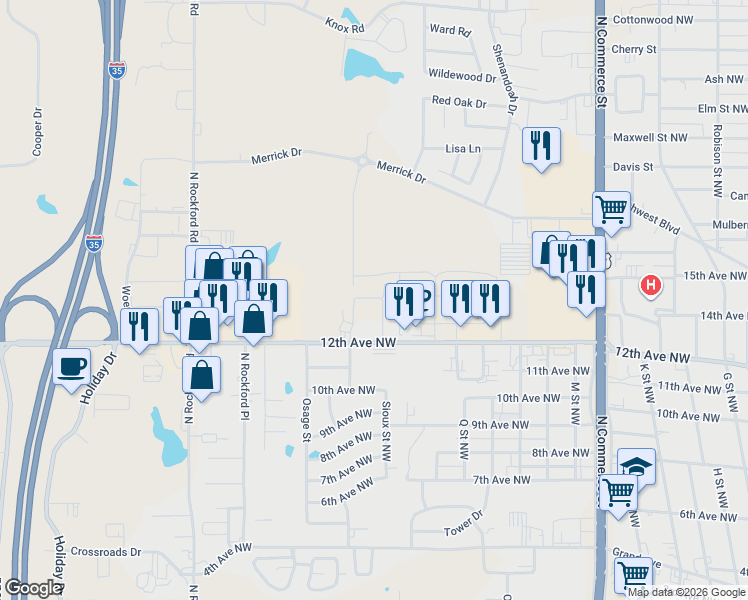 map of restaurants, bars, coffee shops, grocery stores, and more near 1410 Brookview Drive in Ardmore