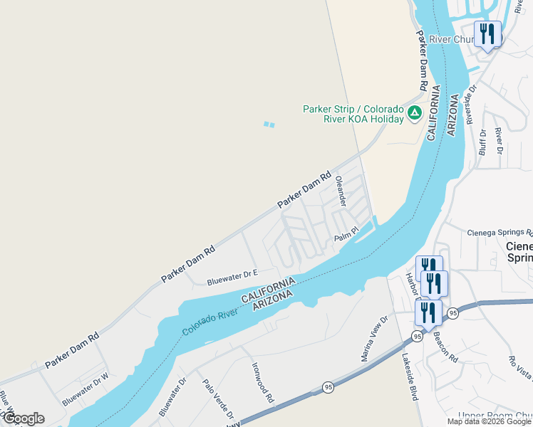 map of restaurants, bars, coffee shops, grocery stores, and more near in Big River