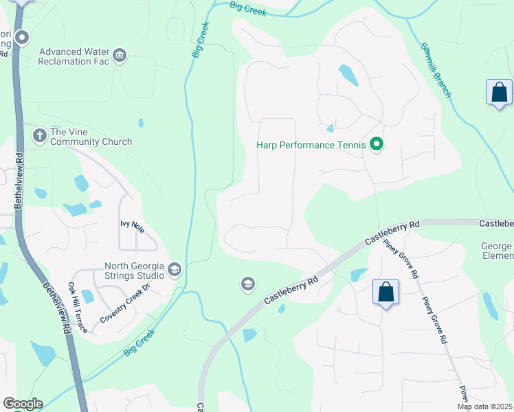 map of restaurants, bars, coffee shops, grocery stores, and more near 5415 Keithwood Drive in Cumming