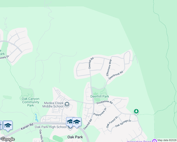 map of restaurants, bars, coffee shops, grocery stores, and more near 907 Deerhill Road in Oak Park