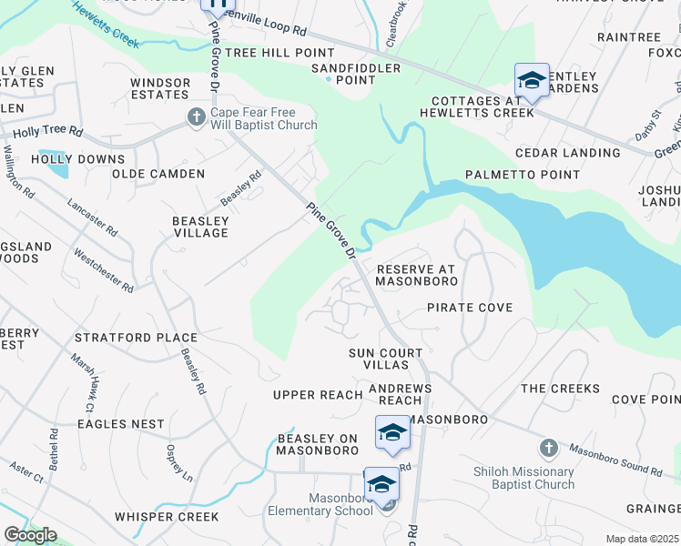 map of restaurants, bars, coffee shops, grocery stores, and more near 225 Saint Luke Court in Wilmington