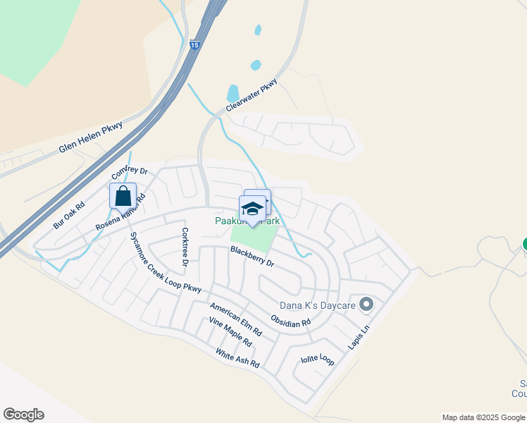 map of restaurants, bars, coffee shops, grocery stores, and more near 4077 Grand Fir Lane in San Bernardino