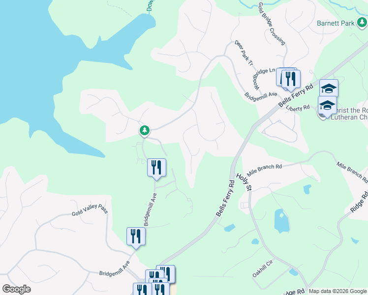 map of restaurants, bars, coffee shops, grocery stores, and more near 214 Cedar Woods Way in Canton