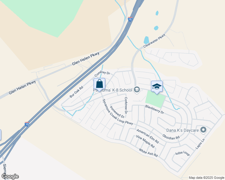 map of restaurants, bars, coffee shops, grocery stores, and more near 17710 Chervil Lane in San Bernardino