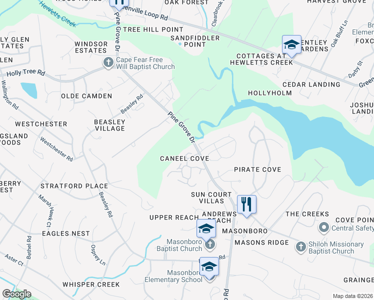 map of restaurants, bars, coffee shops, grocery stores, and more near 226 Saint Luke Court in Wilmington