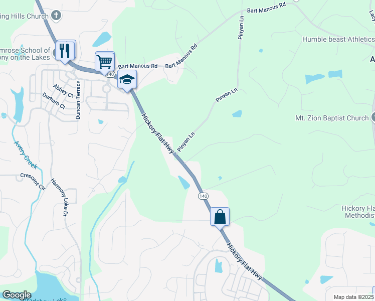 map of restaurants, bars, coffee shops, grocery stores, and more near 242 Pinyan Lane in Canton