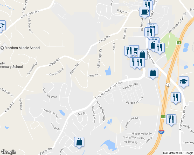 map of restaurants, bars, coffee shops, grocery stores, and more near 600 Dena Drive in Canton