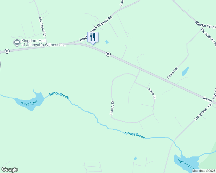 map of restaurants, bars, coffee shops, grocery stores, and more near 268 Tuxedo Drive in Commerce